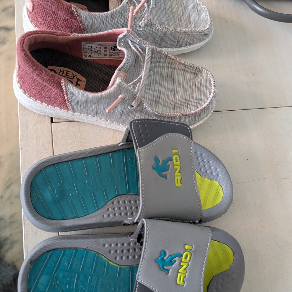 Hey Dude Pink and Gray Kids Sneakers